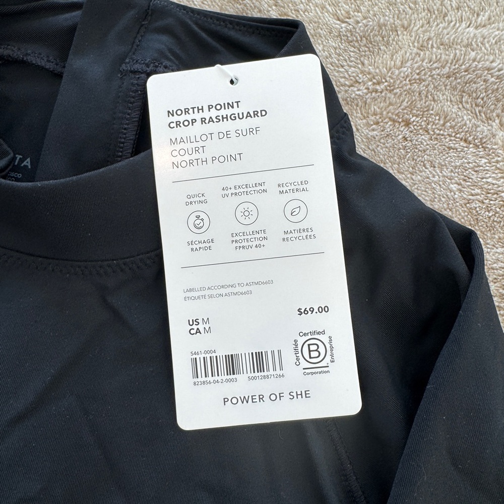 NWT Athleta North Point Crop Rashguard Black Size M - Picture 6 of 8